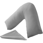 CnA Stores Orthopaedic V-Shaped Pillow Extra Cushioning Support For Head, Neck & Back (Grey, V-pillow With Cover)