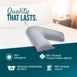 CnA Stores Orthopaedic V-Shaped Pillow Extra Cushioning Support For Head, Neck & Back (Grey, V-pillow With Cover)