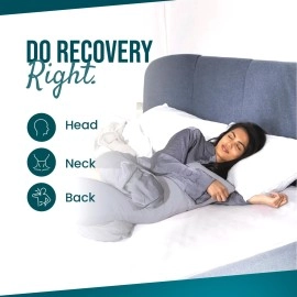 CnA Stores Orthopaedic V-Shaped Pillow Extra Cushioning Support For Head, Neck & Back (Grey, V-pillow With Cover)