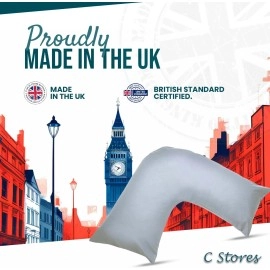 CnA Stores Orthopaedic V-Shaped Pillow Extra Cushioning Support For Head, Neck & Back (Grey, V-pillow With Cover)