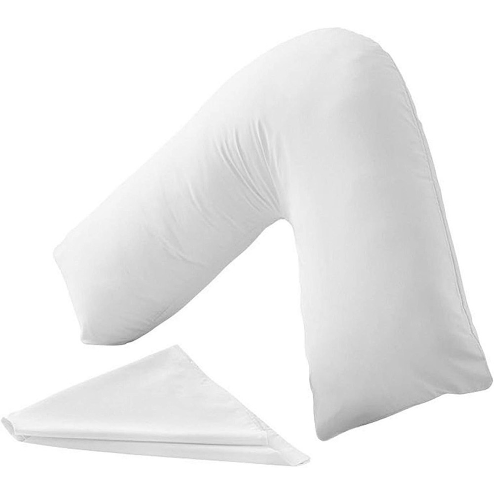CnA Stores Orthopaedic V-Shaped Pillow Extra Cushioning Support For Head, Neck & Back (White, V-pillow With Cover