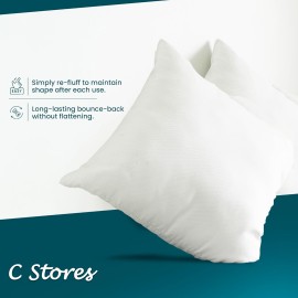 C Stores Cushion Inserts 45cm x 45cm (Pack of 4) for Indoor/Outdoor Sofas and Beds, Square Cushion Pads Fillers, Cushion Inners, Anti-Allergy Cushion Supportive Bounce Back Comfort, 18 x 18 Inch