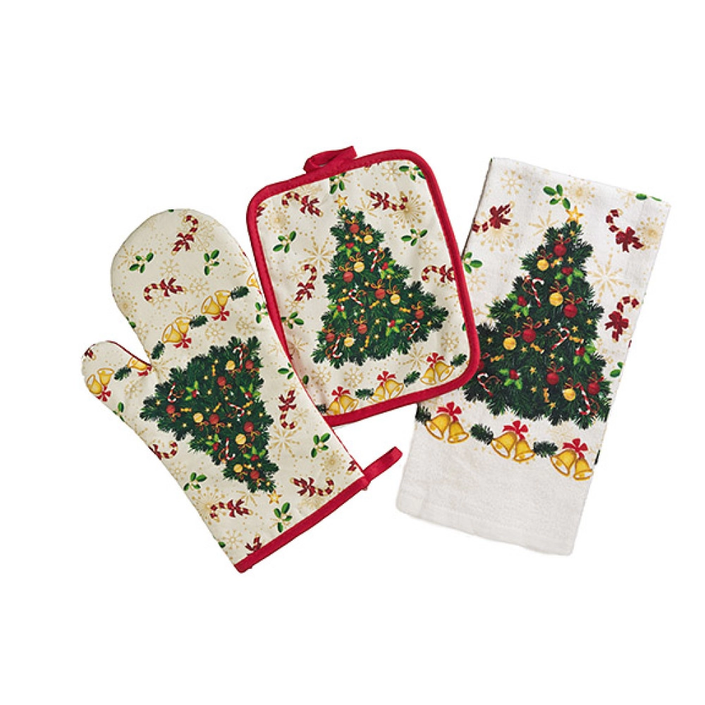 Tea towels Xmas Kitchen set  3pc