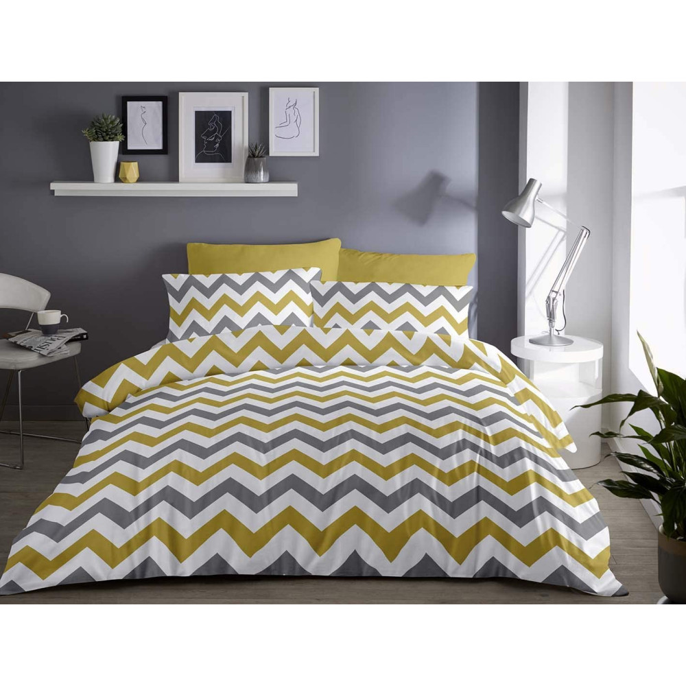 Duvet Cover Chevron Ochre Yellow 